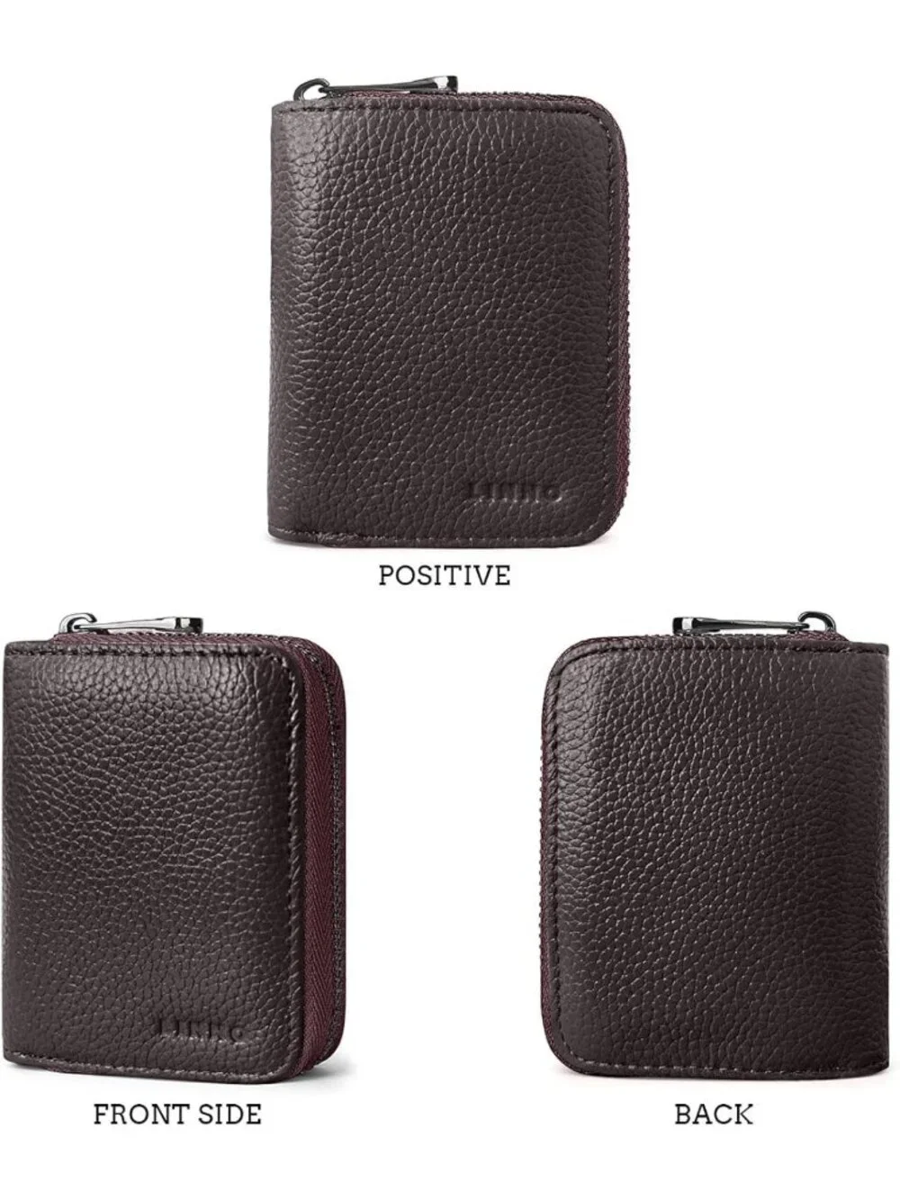 Genuine Leather RFID Credit Card Holder Wallet with 20 Slots & Zipper for All